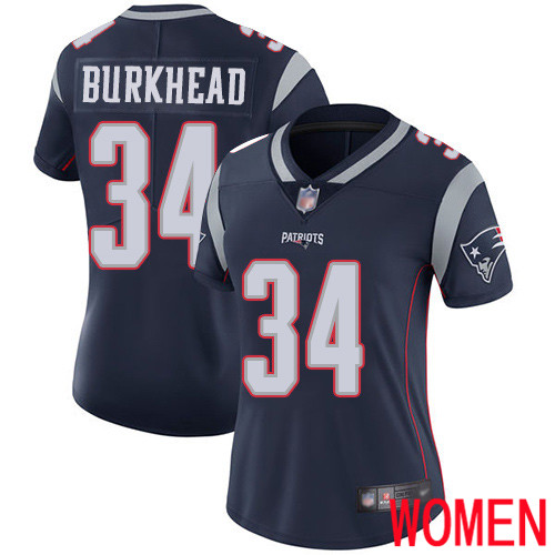 New England Patriots Football #34 Vapor Limited Navy Blue Women Rex Burkhead Home NFL Jersey->women nfl jersey->Women Jersey